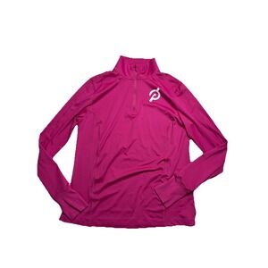 PELOTON Warm Up Pullover L/S Shirt Hot Pink 1/4 Zip Neck Long Sleeve Size M